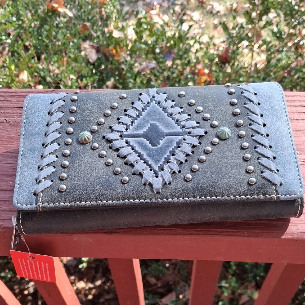 Gray Studded Women's Clutch